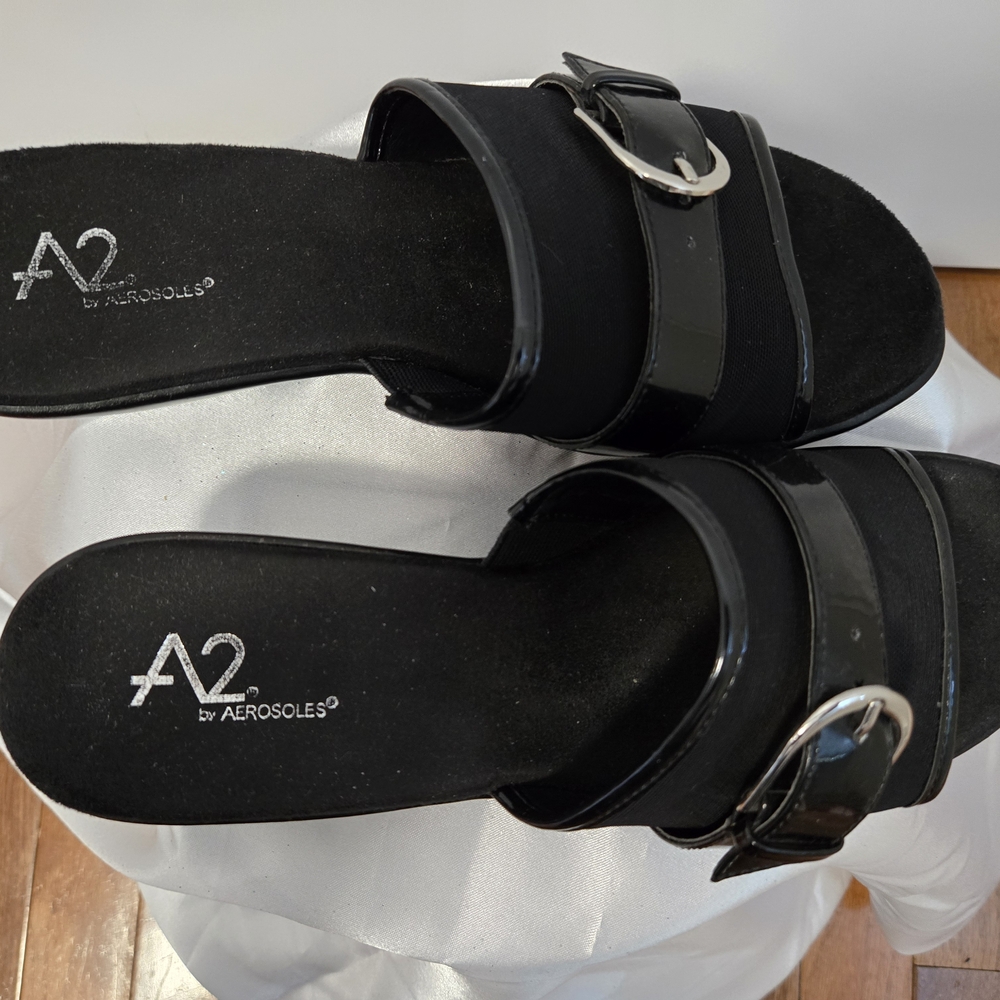 A2 by Aerosoles Women's Black Slide Sandals Size 8 - Picture 4 of 7